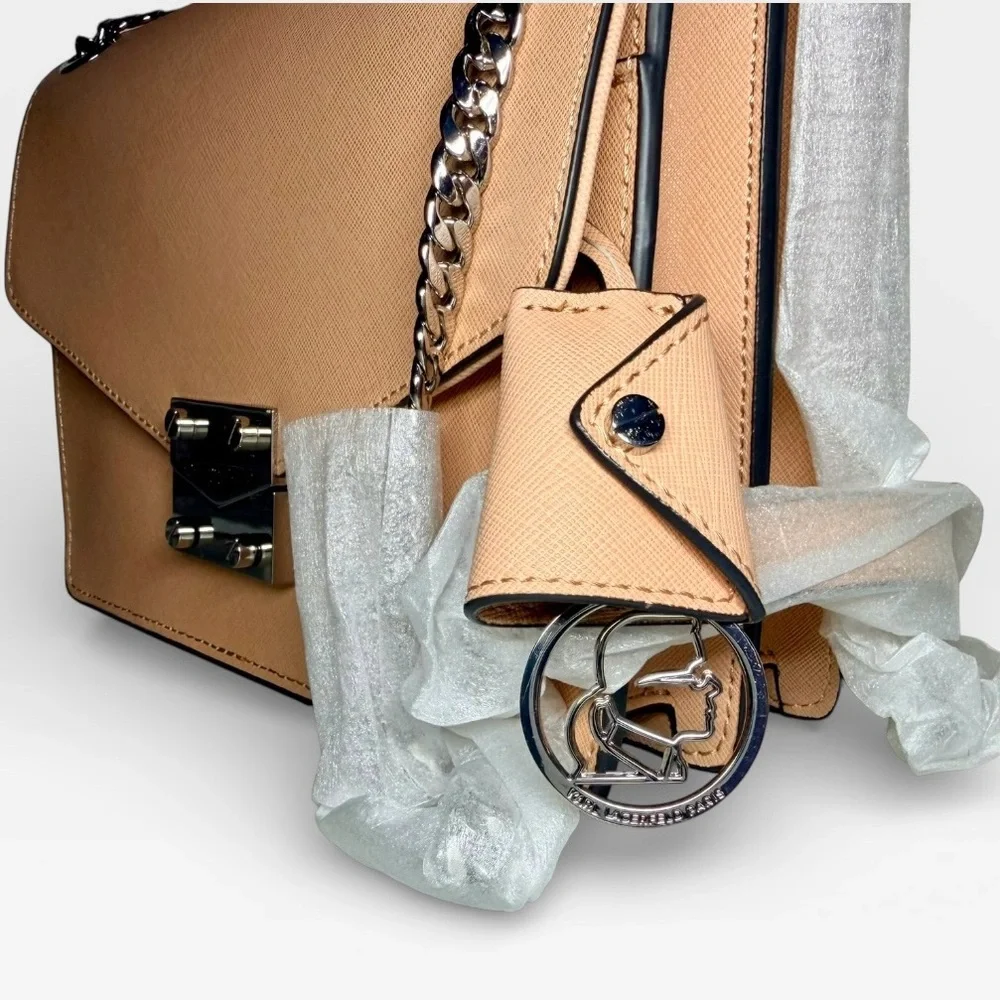 Karl Lagerfeld Corinne Logo Leather Shoulder Bag NWT